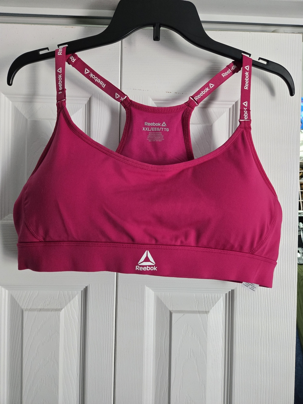 Reebok Hot Pink Racerback Sports Bra with Branded Straps